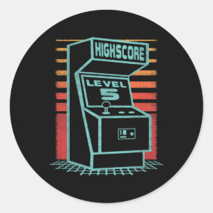 5th Birthday 5 Year Old Retro Gamer Level Up Unloc Classic Round Sticker