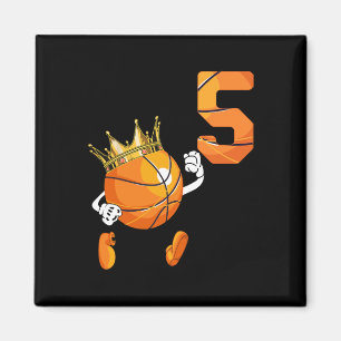 5th Birthday 5 Years Old basketball Lover Theme Pa Magnet