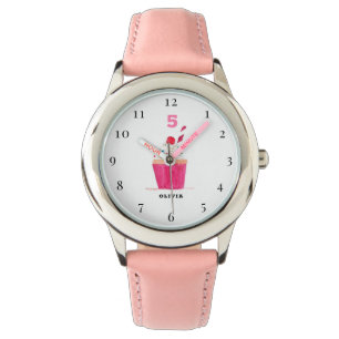 5th Birthday 5 Years old Girl Pretty Cupcake Watch