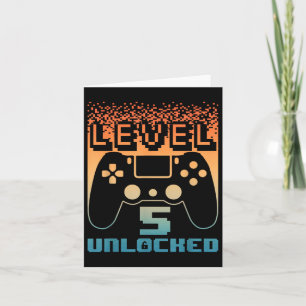 5th Birthday Art For Boys Level 5 Unlocked Gamer 5 Card