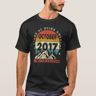 5th Birthday  Awesome Since October 2017 5 Years O T-Shirt