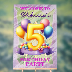 5th Birthday Balloon Theme Acrylic Sign