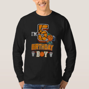 5th Birthday Basketball Boy 5 Years Old Kids T-Shirt