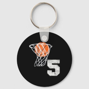 5th Birthday Basketball Five 5 Years Old Boys Kids Key Ring