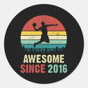 5th Birthday Basketball Lovers Awesome Since 2016  Classic Round Sticker