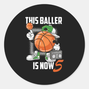 5th Birthday Basketball Player Funny 5 Years Old Classic Round Sticker