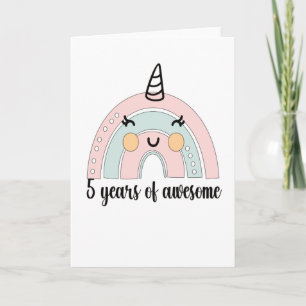 5th Birthday Boho Rainbow 5 Years Old Unicorn Card