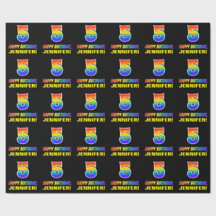 5th Birthday: Bold, Fun, Simple, Rainbow 5 Wrapping Paper