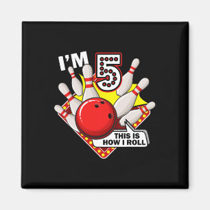 5th Birthday Bowling Theme 5 Year Old Funny B-day  Magnet