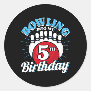 5th Birthday Bowling Theme Bowling Into Birthday K Classic Round Sticker