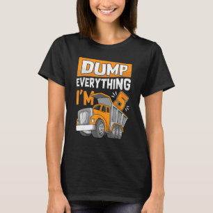 5th Birthday Boy 5 Five Year Old Kids Construction T-Shirt