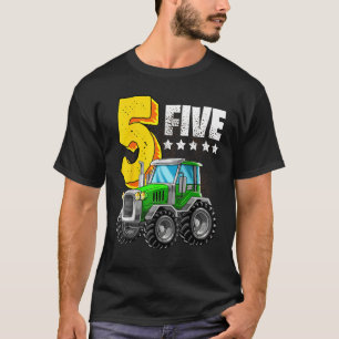 5th Birthday Boy 5 Year Old Farm Truck Tractor Par T-Shirt