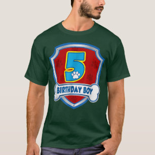 5th Birthday Boy 5 Years Old Patrol Dogs Lover Kid T-Shirt