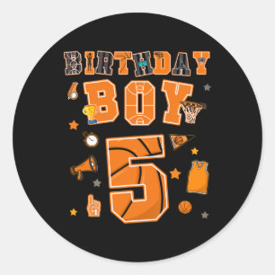 5th Birthday Boy 5 Yr Sketll Party Five Years Old  Classic Round Sticker