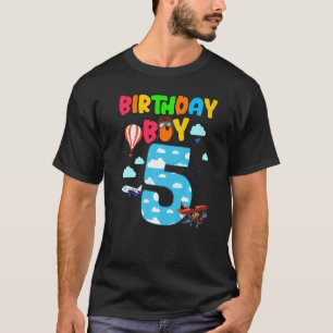 5th Birthday Boy Airplane Pilot 5 Years Old Helico T-Shirt