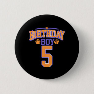 5th Birthday Boy Basketball Lover 5 Years Old Bday 6 Cm Round Badge