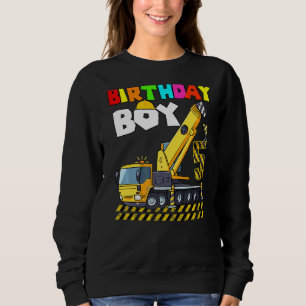 5th Birthday Boy Crane Truck Excavator 5 Year Old Sweatshirt