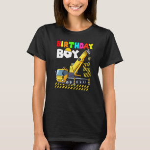 5th Birthday Boy Crane Truck Excavator 5 Year Old  T-Shirt