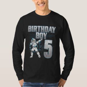 5th Birthday Boy Dabbing Robot 5 Years Old Bday T-Shirt