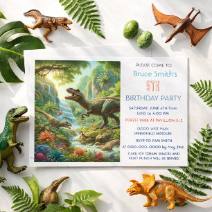 5th Birthday Boy Dinosaur Party   Invitation