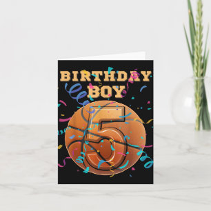 5th Birthday Boy Five 5 Years Old Basketball Playe Card