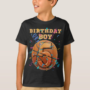 5th Birthday Boy Five 5 Years Old Basketball Playe T-Shirt