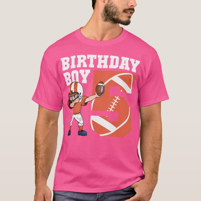 5Th Birthday Boy Football Player Dabbing 5 Years O T-Shirt (Front)