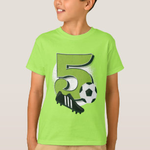 5th Birthday Boy Girl Loves Football Soccer Green T-Shirt