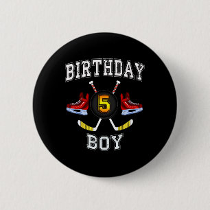 5th Birthday Boy  - Ice Hockey  5 years old kid 6 Cm Round Badge