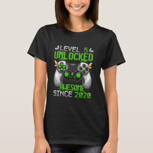 5th Birthday Boy Level 5 Awesome 2020 5 Year Old V T-Shirt