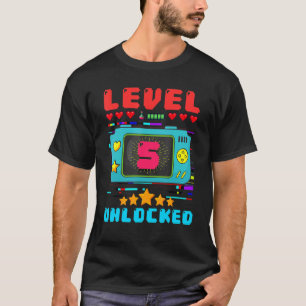 5th Birthday Boy Level 5 Unlocked Video Gamer Birt T-Shirt