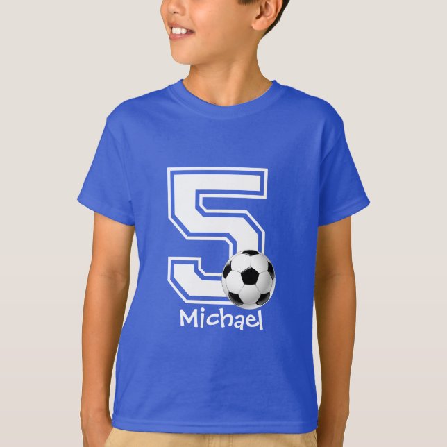 5th Birthday boy soccer personalised-2 T-Shirt (Front)