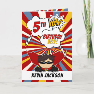 5th Birthday Boy Superhero Comic Theme Card