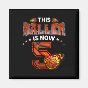 5th Birthday Boys Basketball Player Gifts 5 Years Magnet