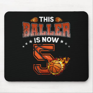5th Birthday Boys Basketball Player Gifts 5 Years  Mouse Pad