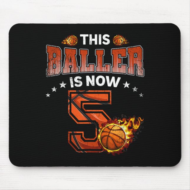 5th Birthday Boys Basketball Player Gifts 5 Years  Mouse Pad (Front)