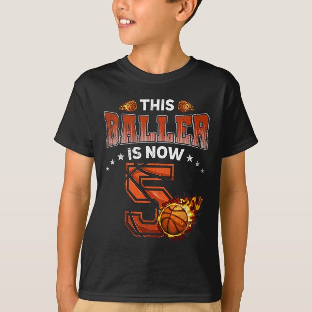 5th Birthday Boys Basketball Player Gifts 5 Years  T-Shirt (Front)