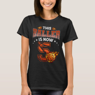 5th Birthday Boys Bysketbyll Player Gifts 5 Years  T-Shirt