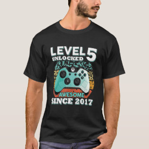 5th Birthday  Boys Level 5 Unlocked Awesome 2017 G T-Shirt