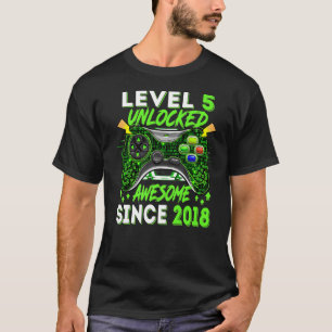 5th Birthday Boys Level 5 Unlocked Awesome 2018 G T-Shirt