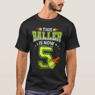 5th Birthday Boys Tennis Player 5 Years Old Kids B T-Shirt