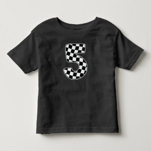 5th Birthday Checkered Number 5 Car Racing Flag  Toddler T-Shirt