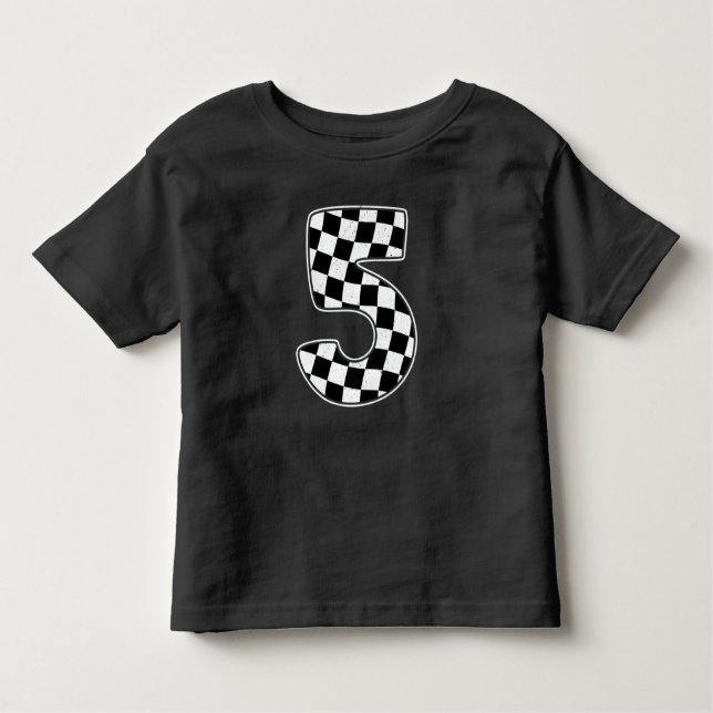 5th Birthday Chequered Number 5 Car Racing Flag  Toddler T-Shirt (Front)