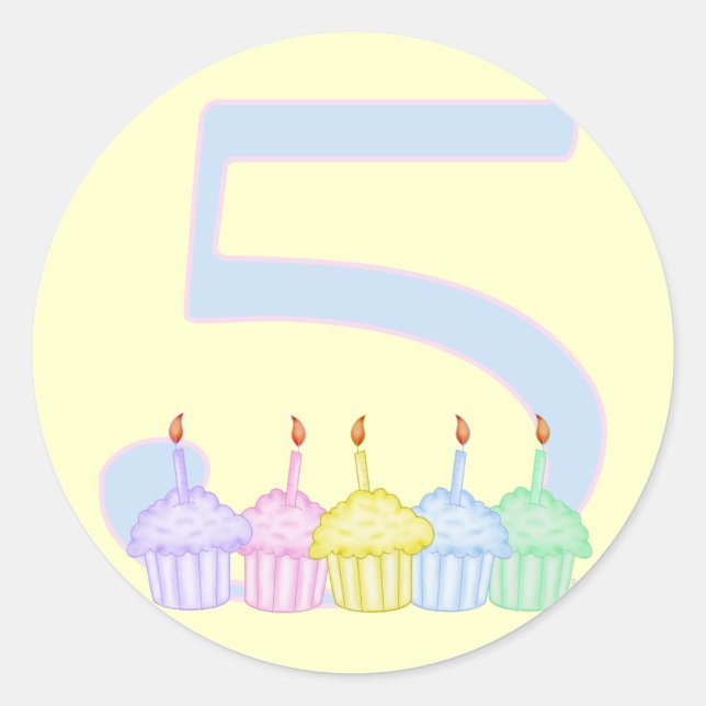 5th Birthday Classic Round Sticker (Front)