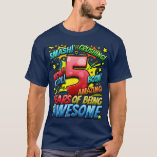 5th Birthday Comic Style Awesome Since 2018 5 Year T-Shirt