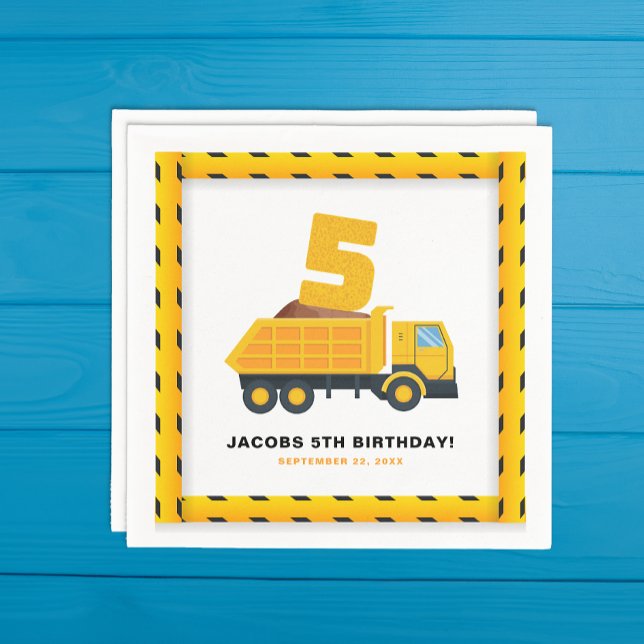 5th Birthday Construction Party Napkins  (5th Birthday Party Napkins)