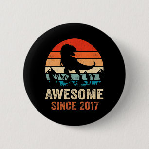 5th Birthday Dinosaur 5 Year Old Boy Kids Awesome  6 Cm Round Badge