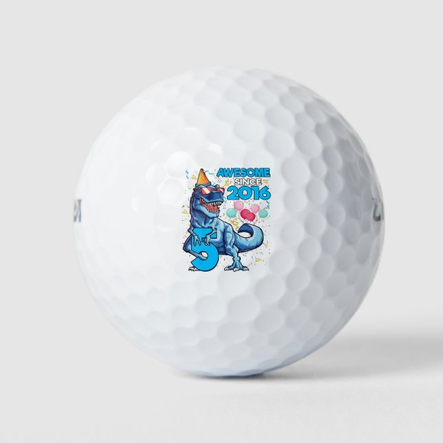 5th Birthday Dinosaur 5 Year Old Boy Kids Awesome Golf Balls (Front)