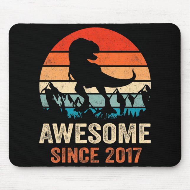 5th Birthday Dinosaur 5 Year Old Boy Kids Awesome  Mouse Pad (Front)