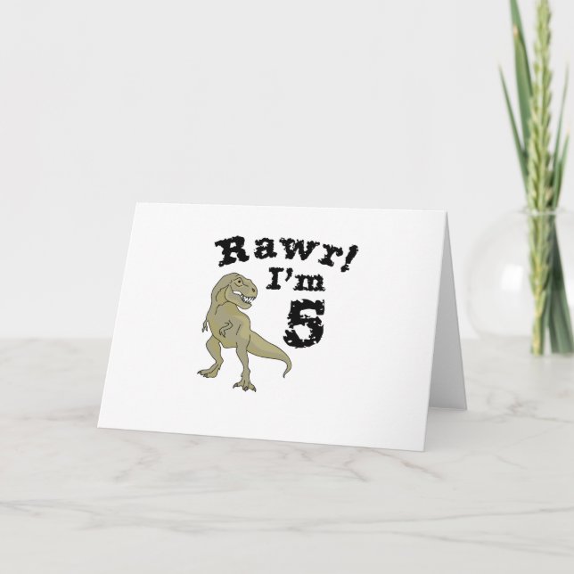 5th Birthday Dinosaur Gift for 4 Year Old Boys Card (Front)